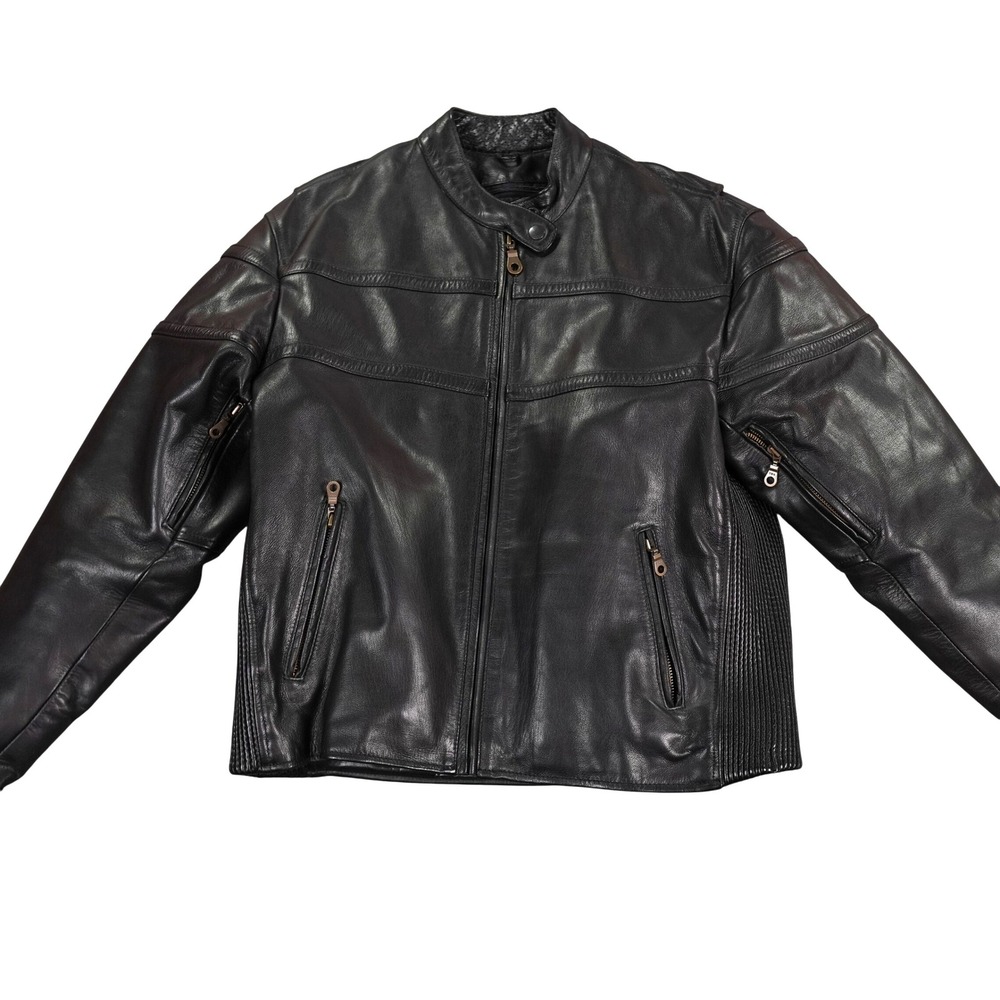 VTG Moto Mod Cafe Racer Leather Jacket Womens M Black Thinsulate Liner Biker YKK